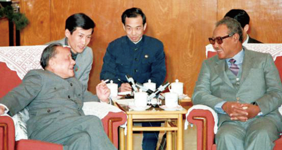 Prime Minister Zhou Enlai shaking hands with Sudanese Peace delegation